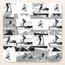 Laat scoot rond - Stunt scooter rijder Kartonnen Onderzetters