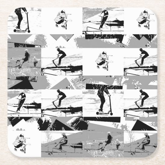 Laat scoot rond - Stunt scooter rijder Kartonnen Onderzetters (Voorkant)