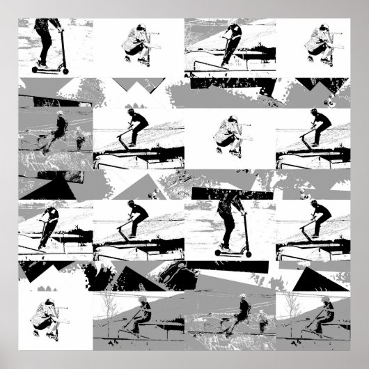 Laat scoot rond - Stunt scooter rijder Poster (Voorkant)