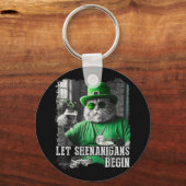 Laat Shenanigans beginnen met grappige dikke kat S Sleutelhanger (Voorkant)