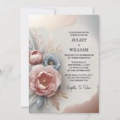 Laat Silk Pink Boho Peony Garden Dusty Roos bruilo Kaart (Voorkant)