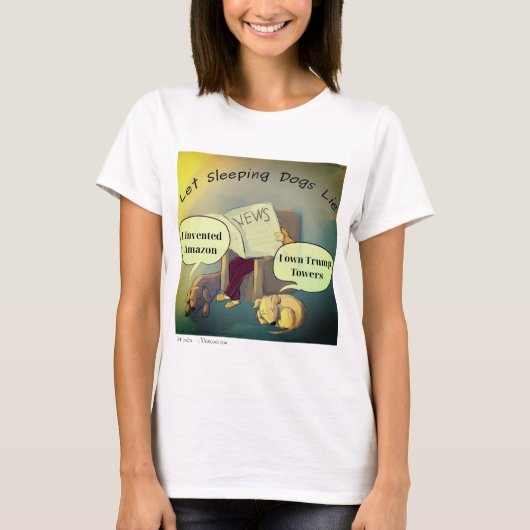 Laat Slaande Honden Liggen Dames Comic Tshirt (Voorkant)
