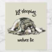 Laat slapende wolven Waterverf Wolf Quote Wijn Etiket (Enkel label)