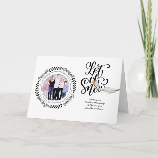 LAAT SNEeuwen FOTO Xmas Kaart Moderne Roodborst (Voorkant)