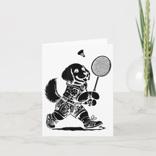 Laat spelen Badminton Player Shuttle Racket Kaart (Voorkant)