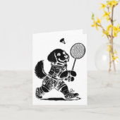 Laat spelen Badminton Player Shuttle Racket Kaart (Gele Bloem)