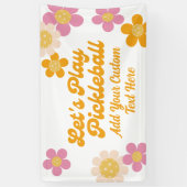 Laat spelen Pickleball Mod Retro Bloemen Aangepast Spandoek (Verticaal)