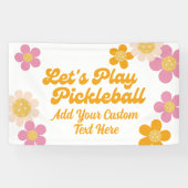Laat spelen Pickleball Mod Retro Bloemen Aangepast Spandoek (Horizontaal)