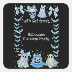 Laat Spooky Kinder Halloween Gevouwen Uitnodiging Vierkante Sticker