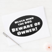 Laat staan de hond Pas op voor EIGENAAR! Bumpersti Ovale Sticker (Envelop)