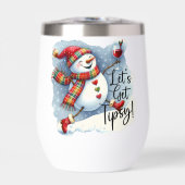 Laat tipsy wine drink sneeuwpop gepersonaliseerd k (Voorkant)