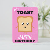 Laat toast Plain Pink Happy Birthday wenskaart Bedankkaart (Staand voorkant)