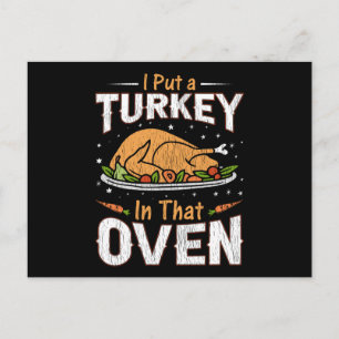 Laat Turkije in Oven Thanksgiving Day als familiem Briefkaart