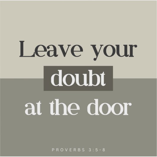 Laat twijfel aan de deur - Bijbelvers Sticker (Voorkant)
