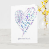 Laat Uw die Hart zingen - Hart van muzieknoten Kaart (Gele Bloem)