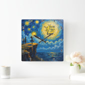 Laat uw geloof groter zijn dan uw vrees vierkante klok (Huis)