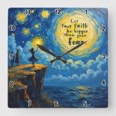 Laat uw geloof groter zijn dan uw vrees vierkante klok (Voorkant)