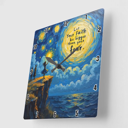 Laat uw geloof groter zijn dan uw vrees vierkante klok (Hoek)