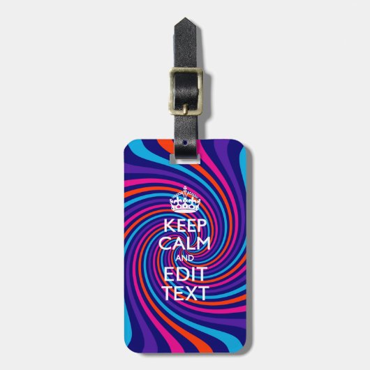 Laat uw Gezegde voor 'Keep Calm' op een meerkleuri Bagagelabel (Voorkant verticaal)