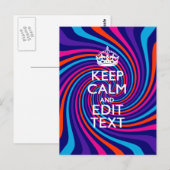 Laat uw Gezegde voor 'Keep Calm' op een meerkleuri Briefkaart (Voorkant / Achterkant)