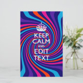 Laat uw Gezegde voor 'Keep Calm' op een meerkleuri Briefpapier (Staand voorkant)