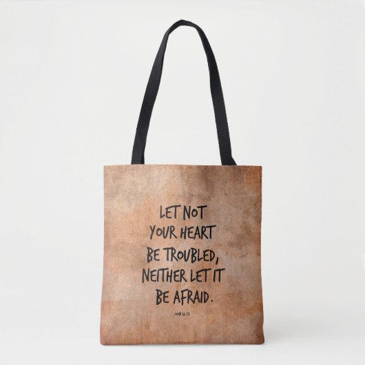 Laat uw hart geen moeite zijn Bijbelvers Tote Bag (Voorkant)