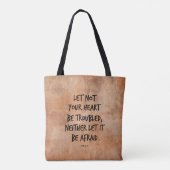 Laat uw hart geen moeite zijn Bijbelvers Tote Bag (Achterkant)