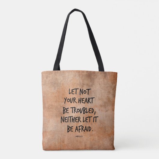 Laat uw hart geen moeite zijn Bijbelvers Tote Bag (Achterkant)