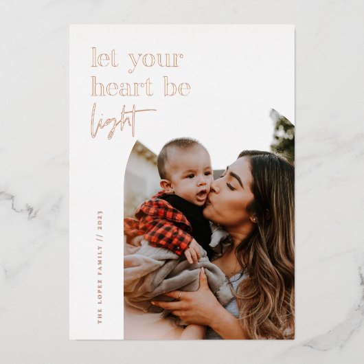 Laat uw hart licht zijn folie feestdagenkaart (Voorkant)