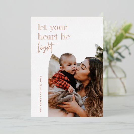 Laat uw hart licht zijn folie feestdagenkaart (Staand Voorkant)
