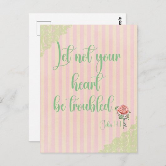 Laat uw hart niet verontrust worden door de Schrif Briefkaart (Voorkant / Achterkant)