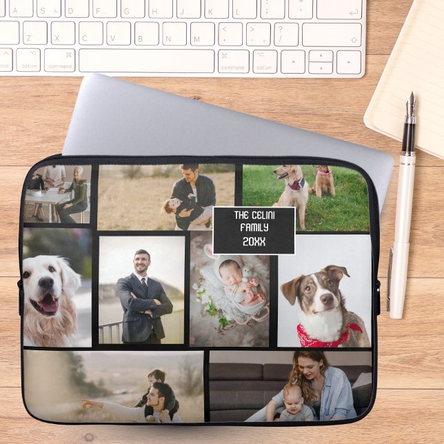 Laat uw herinneringen los: gepersonaliseerde 9-fot laptop sleeve (Unleash Your Memories: Personalized 9-Photo Collag Laptop Sleeve)