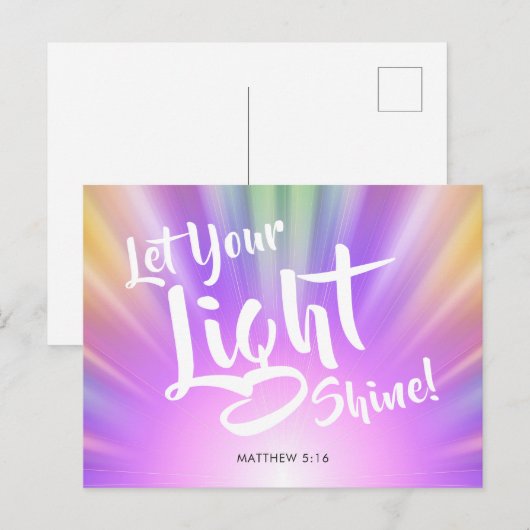 Laat uw licht schijnen Matthew 5 16 | Kleurrijk Briefkaart (Voorkant / Achterkant)