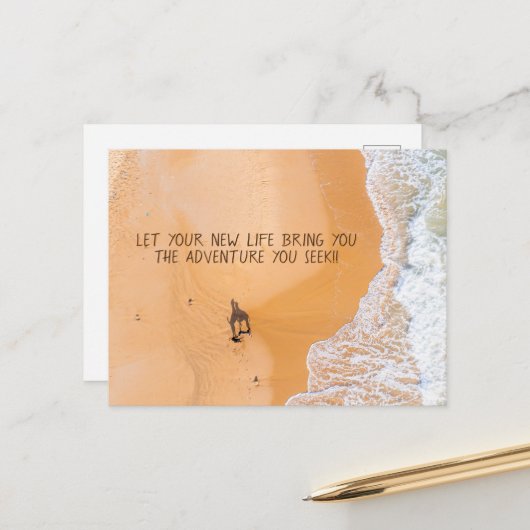 Laat uw nieuwe leven brengen het avontuur dat u zo briefkaart (Voorkant / Achterkant in situ)