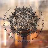 Laat uw schoenen en uw problemen hier achter. raamsticker (Vel 2)