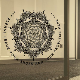 Laat uw schoenen en uw problemen hier achter. raamsticker