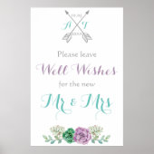 Laat uw wensen over voor een Paarse botanische bru Poster (Voorkant)