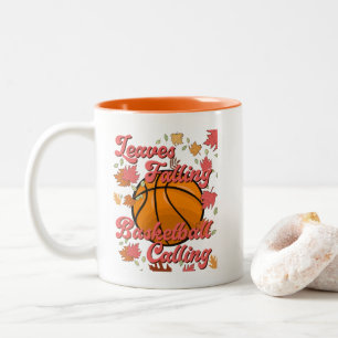 Laat vallen basketbal roepen retro Herfst Tweekleurige Koffiemok