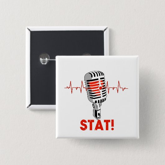 Laat vallen de microfoon logo vierkante button 5,1 cm (Voorkant /achterkant)