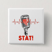 Laat vallen de microfoon logo vierkante button 5,1 cm (Voorkant)