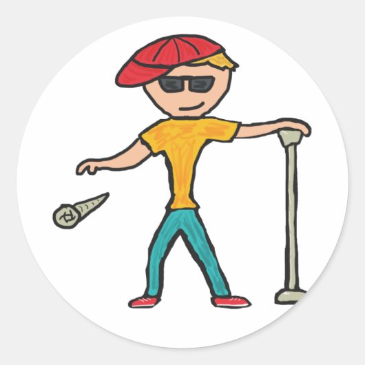Laat vallen Mic Ronde Sticker (Voorkant)