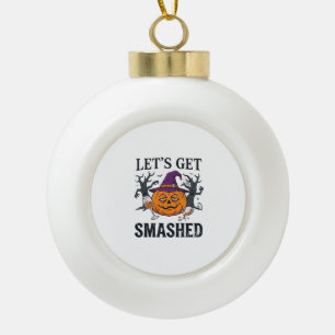 Laat Verpletterd Halloween Pompoen Heksenhoed Wijn Keramische Bal Ornament