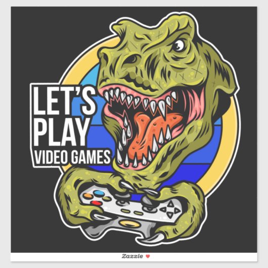 Laat videospellen spelen Dinosaurus Sticker (Vel)