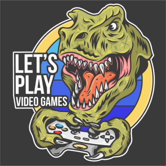 Laat videospellen spelen Dinosaurus Sticker (Voorkant)