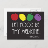 Laat voedsel uw medicijn Hippocrates citeren Briefkaart (Voorkant / Achterkant)
