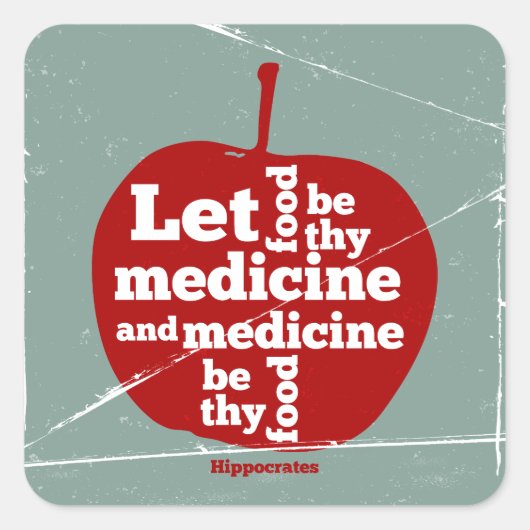 Laat voedsel worden door medicijn Hippocrates quot Vierkante Sticker (Voorkant)