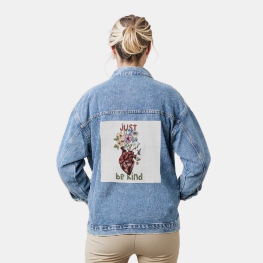 Laat vriendelijkheid bloeien vanuit het hart denim jacket (Model)