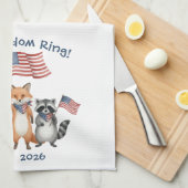 Laat vrijheid de bosdieren een patriottische barbe theedoek (Quarter Fold)