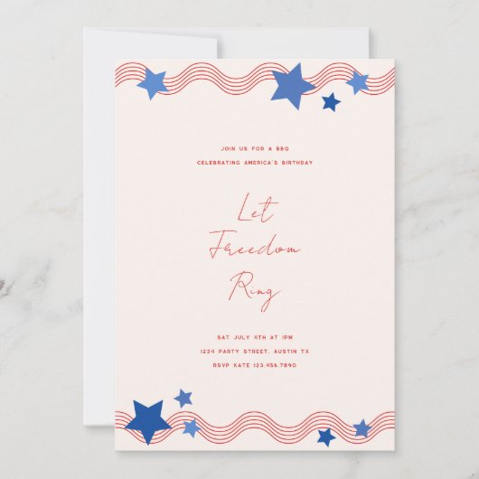 Laat Vrijheid Klinken 4 juli Feestje Kaart (Voorkant)