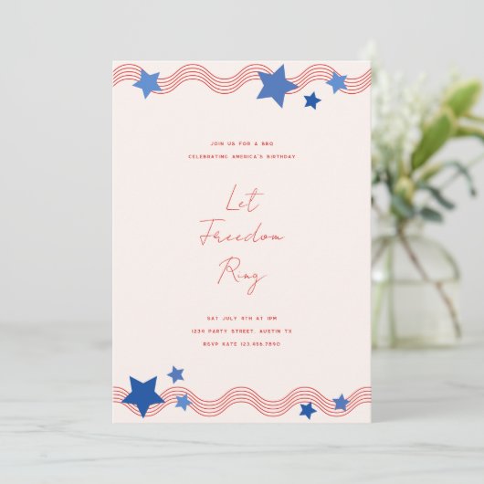 Laat Vrijheid Klinken 4 juli Feestje Kaart (Staand voorkant)